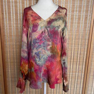 Nordstrom Collection 100% Silk Tie Dye Blouse Size M